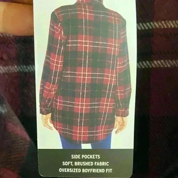 Eddie‎ Bauer brandywine plaid flannel shacket boyfriend fit XL NWT $119 - Picture 9 of 12